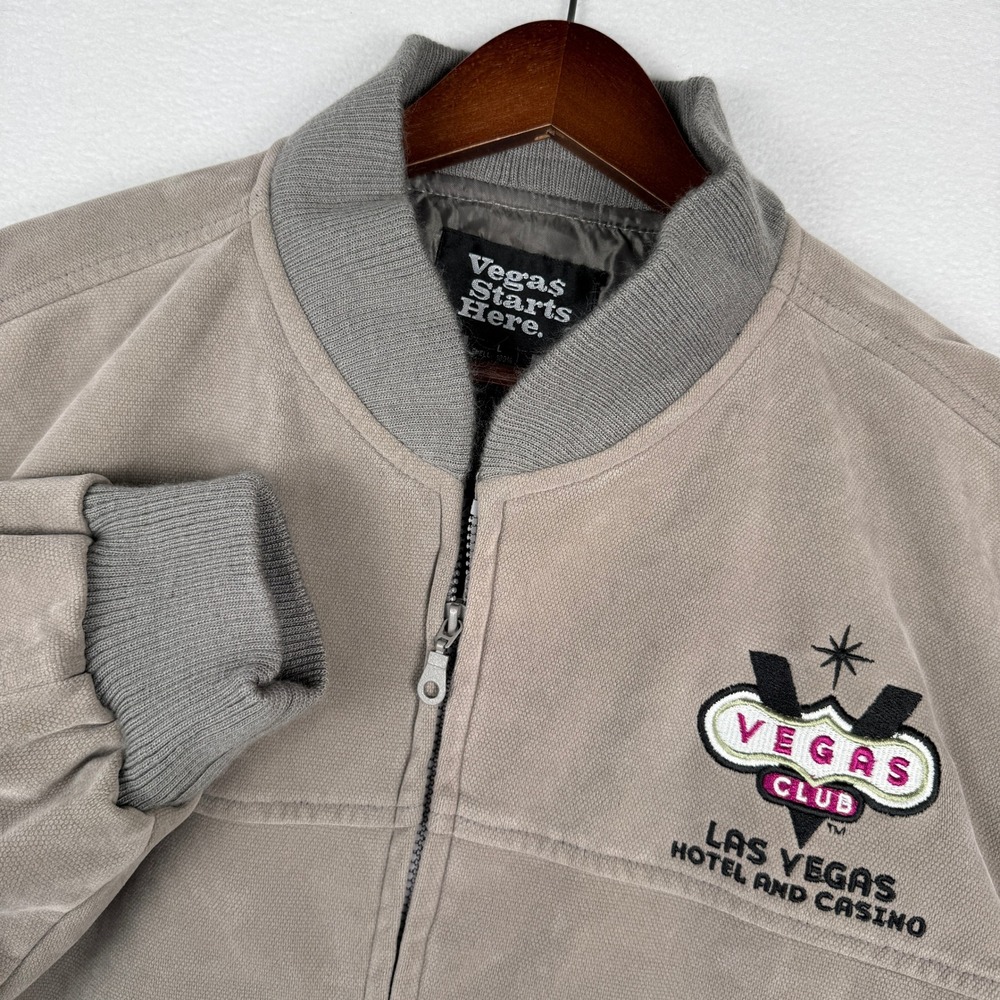 Vintage Las Vegas Hotels Casino Club Bomber Jacket Mens L Zip Up 90s Embroidered